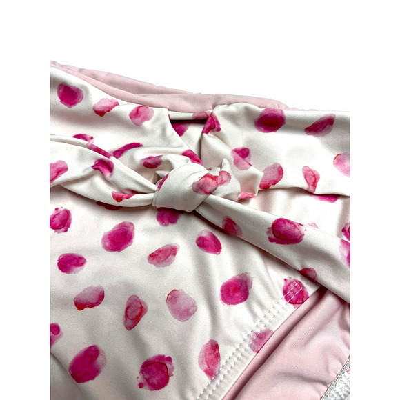Splendid Tie-Front High-Leg Pink Polka Dot Bikini Bottoms | Womens L NEW! - Picture 6 of 7